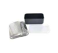 Fackelmann 40907 Double râpe 3 en 1, râpe avec réceptacle, râpe à fromage et légumes, Acier inoxydable, Plastique, Gris foncé, 18,5 x 10,5 x 7,5 cm