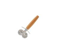 Fackelmann 40917 Roulette à pâtisserie, roulette pour raviolis, roulette inox pour raviolis, roulette double embout, Acier inoxydable, Bois, 16 cm