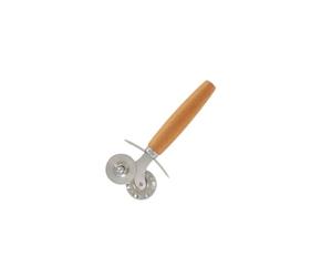 Fackelmann 40917 Roulette à pâtisserie, roulette pour raviolis, roulette inox pour raviolis, roulette double embout, Acier inoxydable, Bois, 16 cm