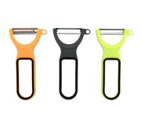 Fackelmann Lot de 3 rasoirs à légumes 41964 – Acier inoxydable, Orange/Gris/Vert, 13 x 7 cm