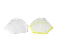 Fackelmann 44489 Cloche Alimentaire pour Corbeille à Fruits en Filet, Plastique, Blanc, Jaune, 46 cm