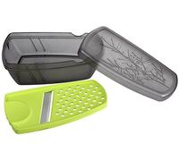 FACKELMANN 45470 Outil de Cuisine 5 en 1 avec râpe en Plastique Robuste et Lame tranchante en Acier Inoxydable Passe au Lave-Vaisselle Quantité : 1 pièce Gris/Vert