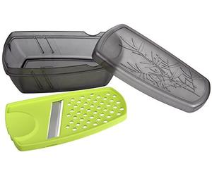 FACKELMANN 45470 Outil de Cuisine 5 en 1 avec râpe en Plastique Robuste et Lame tranchante en Acier Inoxydable Passe au Lave-Vaisselle Quantité : 1 pièce Gris/Vert