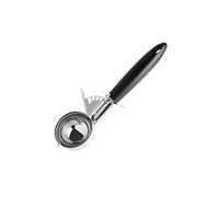 Fackelmann 45984 Cuillère à glaces avec fonction éjection, cuillère pour cornet de glace, cuillère à glace, portionneuse glace, accessoire cuisine, cuillere a glace, Acier inoxydable, Noir, 21 cm