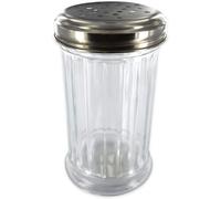 Fackelmann 46883 Saupoudreuse à sucre glace ou parmesan, saupoudreuse, saupoudreuse pour risotto parmesan, Verre, Acier inoxydable, 13,5 x 7,5 x 7,5 cm