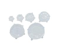 Fackelmann 47040 Lot de 6 couvercles silicone alimentaire, couvercle extensible en silicone, film étirable réutilisable, couvercle alimentaire, silicone, 19,7/16,1/13,8/10,6/9,4/6,6 cm