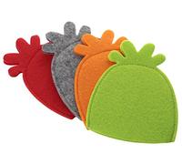 Fackelmann 47101 Set de 4 Couvre-œufs Feutre Rouge/Gris/Vert/Orange 12,5 x 10 x 0,5 cm