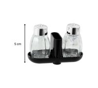 Fackelmann 47318 Set De 2 Pièces Pour Sel Et Poivre, Ensemble Salière Et Poivrier, Salière, Poivrière, Acier Inoxydable, Plastique, Verre, 11,5 X 5 Cm