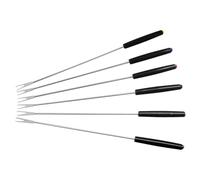 Fackelmann 48491 Lot de 6 fourchettes à fondue savoyarde, pics à fondue bourguignonne, fourchette à fondue, pic pour fondue au chocolat, Plastique, Acier inoxydable, 27 cm