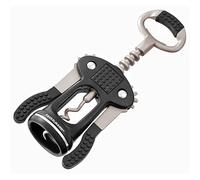 Fackelmann 49443 Tire-bouchon à levier, tire-bouchon, décapsuleur, tire-bouchon anti-dérapant, Zinc, Plastique, Noir, 17 cm
