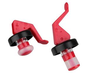 Fackelmann 49569 Lot de 2 bouchons à levier, bouchon à levier, bouchon réutilisable pour bouteille, Plastique, Rouge, 8 cm