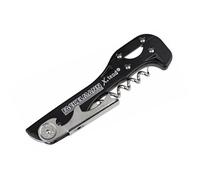 Fackelmann 49807 Tire-bouchon limonadier, tire-bouchon, tire-bouchon double levier, coupe capsule, décapsuleur, Acier inoxydable, Rouge, Noir, 13 x 1,5 cm, Couleur Assortie