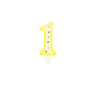 Fackelmann 52577 Bougie chiffre anniversaire, bougie 1 an, bougie gâteau, bougie anniversaire, Cire, Plastique, 9 x 3,5 cm