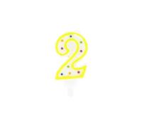 Fackelmann 52578 Bougie chiffre 2, bougie anniversaire, bougie 2 ans, bougie gâteau, Cire, Plastique, 9 x 4,5 cm