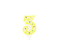 Fackelmann 52579 Bougie d'anniversaire chiffre 3, Cire, Plastique, 8,5 x 4,5 cm, Blanc, Bleu
