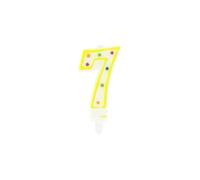 Fackelmann 52583 Bougie chiffre 7, bougie d'anniversaire, bougie gâteau, bougie 7 ans, bougie gâteau d'anniversaire, Paraffine, 8,8 x 4,5 cm, Blanc, Bleu
