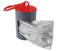 Fackelmann 59913 Distributeur de sacs à crotte et 2 rouleaux de 20 sacs pour crottes d chien, Plastique, Papier, Gris, Rouge, 12,6 x 11,5 x 4 cm