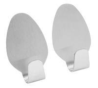 Fackelmann 61216 Lot de 2 Crochets Muraux Adhésifs en INOX pour Torchon de Cuisine, Acier Inoxydable, 3 cm