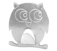 Fackelmann 61271 Crochet mural adhésif en forme de hibou, crochet mural, crochet adhésif, crochet pour torchon de cuisine, Acier inoxydable, 5,5 x 4,7 cm