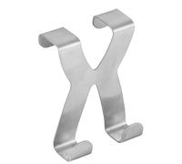 Fackelmann 61455 Crochet double pour porte ou armoire, Crochet mural, Crochet inox, Crochet porte-serviette ou porte-manteau, Acier inoxydable, 5x6cm