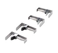 Fackelmann 61503 Lot de 4 Pinces à Nappe, Pinces-Nappe Extérieur Inoxydable, Fixe-Nappe Professionnelle à Ressort, Clips à Nappe, Acier Inoxydable, Argent, 7,4 x 1,6 x 4,5 cm