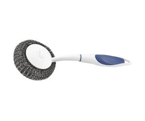 Fackelmann 63861 Sweany Brosse à Récurer avec Poignée Acier Inoxydable Blanc/Bleu/Argent 26 x 10 x 4 cm