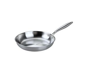 Fackelmann 66272 Poêle 28 cm en Acier Inoxydable 18/10, Structure Triply, Tous Feux Compatible Induction et Four, Cuisson Saine Sans PFAS, Utilisation Intensive, Passe au Lave-Vaisselle, Manche Riveté