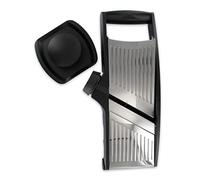 Fackelmann 685506 Mandoline professionnelle, mandoline manuelle, tranche légumes, mandoline pour légumes, mandoline de cuisine, mandoline inox, Plastique, Acier inoxydable, Noir, 38 x 12 x 12 cm
