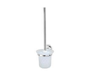 Fackelmann 86766 Brosse de Toilette, Brosse WC, Salle de Bain Accessoire, balayette WC, Zinc, Gris, Verre, 38 x 11 x 15 cm