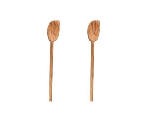 Fackelmann 9313550 Lots de deux cuillères en bois, Spatule bois, Ustensile de cuisine, Olivier, Bois, 30 cm