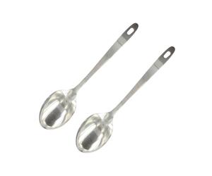 Fackelmann 9317750 Lot de cuillères à servir, louche plate, cuillère de cuisine, ustensile de cuisine, cuillère à soupe, Acier inoxydable, Argent, 31,5 x 7 cm