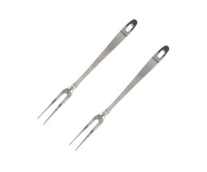 Fackelmann 9318050 Fourchettes inox 2 piques, fourchette à viande, fourchette barbecue, fourchette, Acier inoxydable, Argent, 30,5 x 2,4 x 3,5 cm