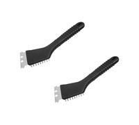 Fackelmann 9319150 Lot de brosses Barbecue et racloir plancha 2 en 1, Acier Inoxydable, Laiton et Plastique, Longueur de 22 cm, Noir
