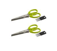 Fackelmann 9329850 Lot de 2 ciseaux pour herbes aromatiques, de cuisine, Acier inoxydable, Plastique, Vert, 19,5 cm