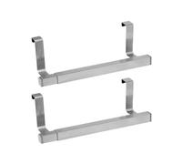 Fackelmann 9337150 Lot de 2 Portes Serviette Extensible, Porte torchon de Cuisine, Porte Serviette de Bains, Acier Inoxydable, 22 x 8 x 7 cm