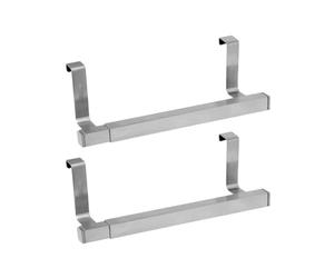 Fackelmann 9337150 Lot de 2 Portes Serviette Extensible, Porte torchon de Cuisine, Porte Serviette de Bains, Acier Inoxydable, 22 x 8 x 7 cm