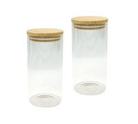 Fackelmann 9342750 Lot de 2 Boîtes de conservation en verre avec couvercle hermétique en Bambou, 1,5 litres, boite de rangement, boîte alimentaire pour aliments vrac, Bambou, Verre, 10 x 22 cm