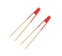 Fackelmann 9344350 Lot de 2 Pinces de cuisine aimantée en bois, pince alimentaire, pince à toasts, Bois, Rouge, 24 cm