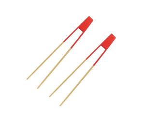 Fackelmann 9344350 Lot de 2 Pinces de cuisine aimantée en bois, pince alimentaire, pince à toasts, Bois, Rouge, 24 cm