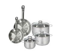 Fackelmann 9350950 Set 2 poêles 20 et 24 cm en acier inoxydable 18/8, 3 faitouts inox 16, 20 et 24 cm, batterie de cuisine tous feux, compatible induction, sans PFAS