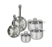 Fackelmann 9350950 Set 2 poêles 20 et 24 cm en acier inoxydable 18/8, 3 faitouts inox 16, 20 et 24 cm, batterie de cuisine tous feux, compatible induction, sans PFAS