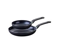 Fackelmann 9429450 Set de 2 poêles antiadhésives revêtement céramique 20 et 28 cm sans PFAS, poêle sans PFAS, poêle aluminium, poêle tous feux, poêle induction, Aluminium, Noir, Vert, 20 et 28 cm