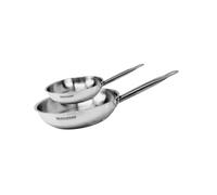 Fackelmann 9437450 Set de 2 poêles 20 et 28 cm en inox, Poêle de cuisson, Poêle tous feux, Poêle induction, Poêle sans PFAS, Manche inox, Manche riveté, Acier inoxydable 18/8, Gris, 20 et 28 cm