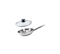 Fackelmann 9437750 Set 1 poêle de 20 cm en Acier inox 18-8 et Couvercle en verre Fackelmann Eterna, Poêle tous feux, Poêle induction, Poêle sans PFAS, Manche riveté, Inox, Verre, Plastique, 20 cm