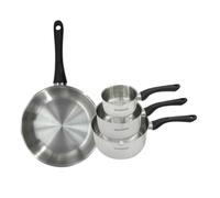 Fackelmann 9443650 Set poêle 28 cm et 3 casseroles 12 16 et 20 cm en inox 18/8, Poêle tous feux, Poêle induction, Poêle sans PFAS, Casserole tous feux, Acier inoxydable 18/8, 12 16 20 et 28 cm