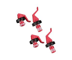 Fackelmann 9901650 Lot de 4 bouchons à levier, bouchon à levier, bouchon réutilisable pour bouteille, Plastique, Rouge, 8 cm