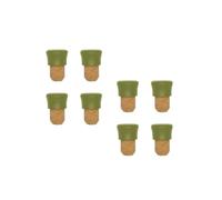 Fackelmann 9901850 Lot de 8 Bouchons en liège, Bouchons à Bouteille en liège et Plastique, Bouchons de Liege, Bouchon, Bouchons Bouteille, Bouchon de vin, Vert, Plastique Bio, 2,5 x 4 cm