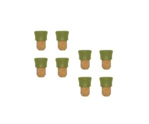 Fackelmann 9901850 Lot de 8 bouchons en liège, Bouchons à bouteille en liège et plastique, bouchons de liege, bouchon, bouchons bouteille, bouchon de vin, Vert, Plastique bio, 2,5 x 4 cm