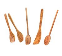 Ensemble de couverts à salade, cuillères et spatule Fackelmann Édition Bois d'olivier ref 9902050 Brun