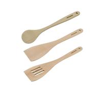 Fackelmann 9907250 Lot de 3 ustensiles de cuisine en bois, cuillère en bois, spatule en bois, ustensile bois, ustensile de cuisine, cuillere bois, Bois FSC, 30 x 6,5 cm